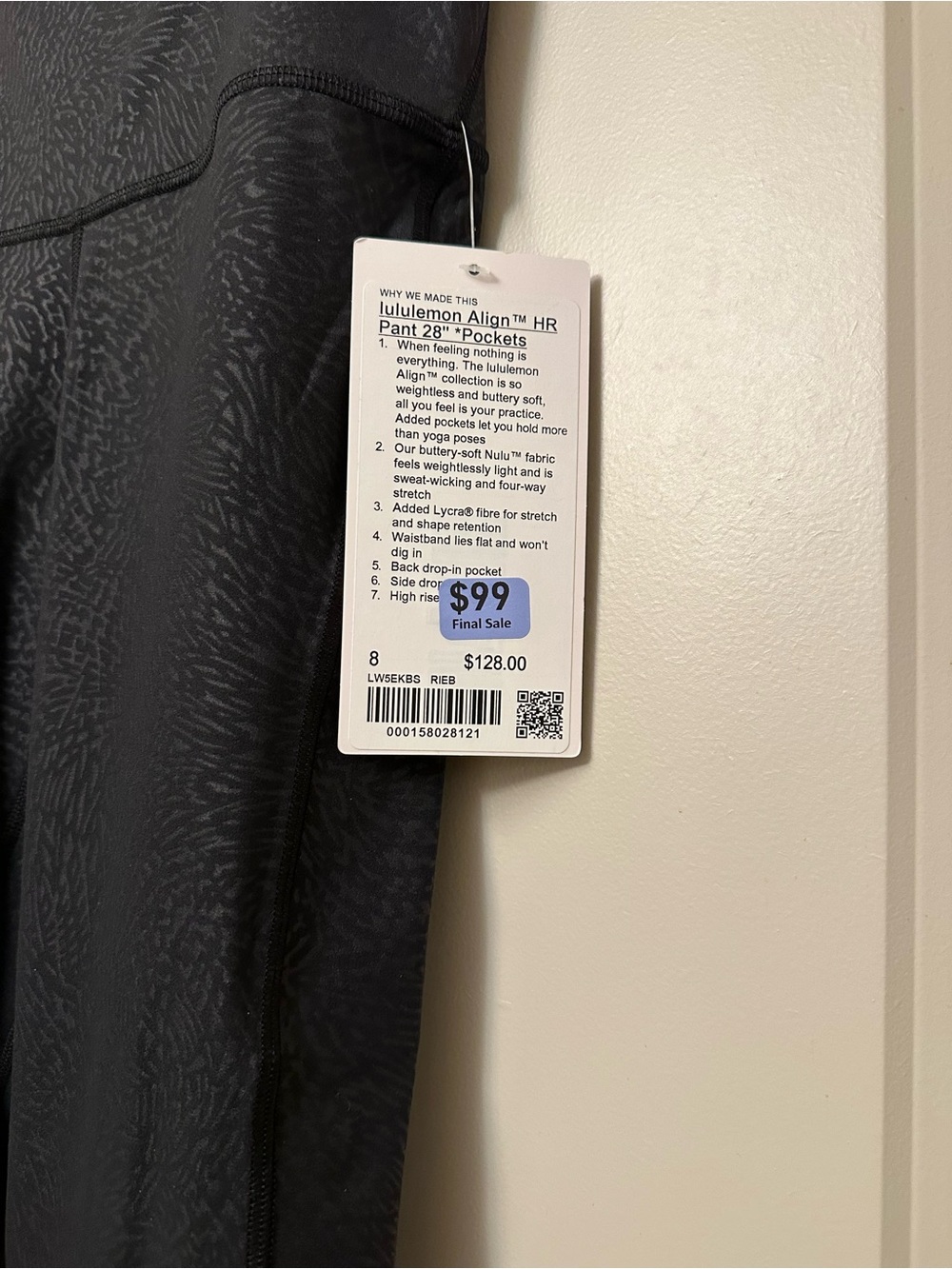 Lululemon NWT Align HR Pant 28”with pockets - Picture 3 of 5